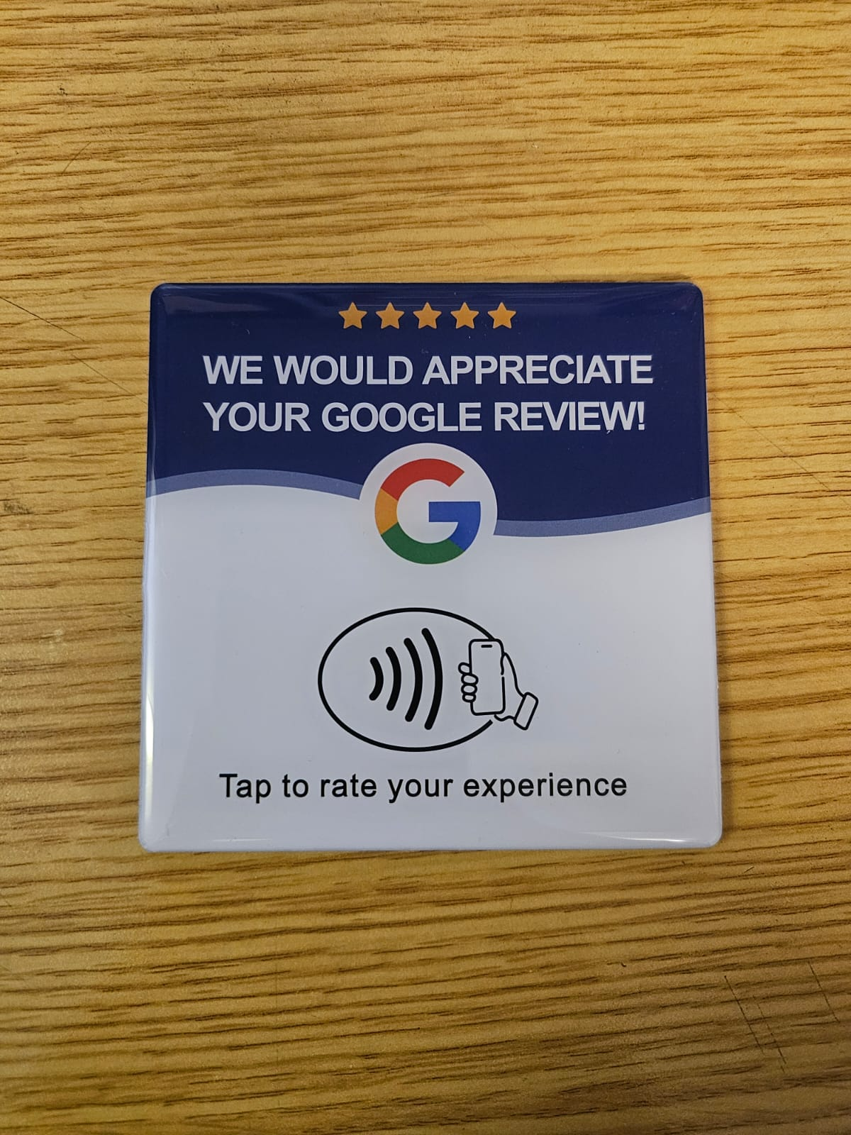 Your square NFC review plaque